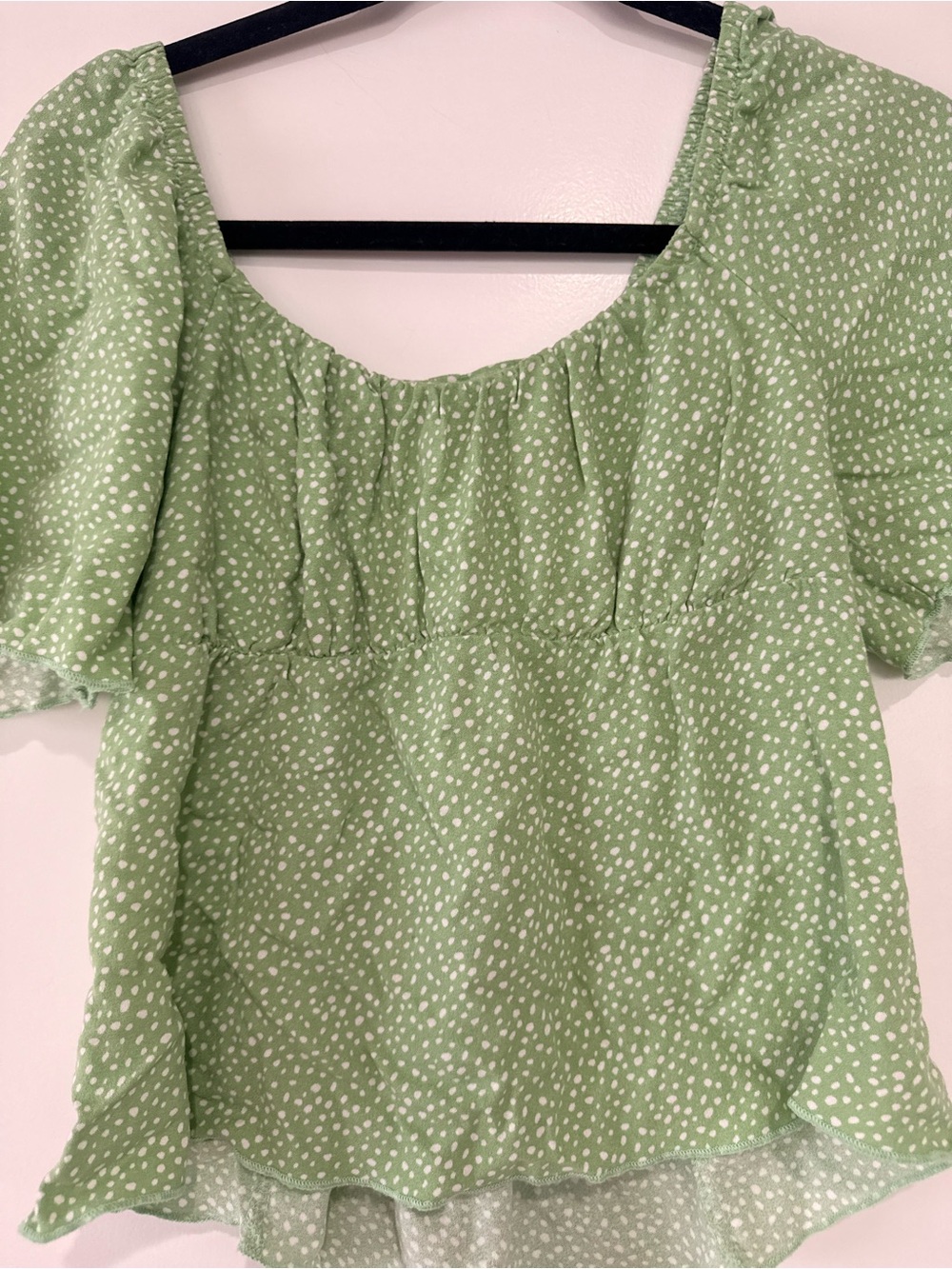 URBAN Romantics Light Green Polka Dot Peasant Top